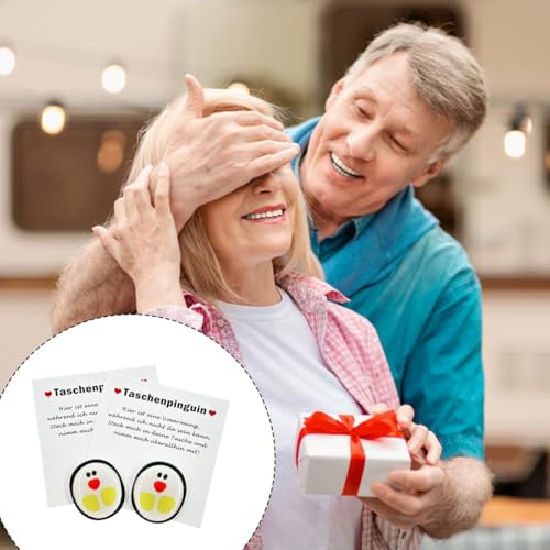 mkemka 2 Stück Pocket Penguin Hug Mit 2 Grußkarte und 16 Kleber Pinguin Geschenk Mini Tier Taschen Umarmungs Pinguin Pinguine Kleine Umarmung Get Well Soon Gift