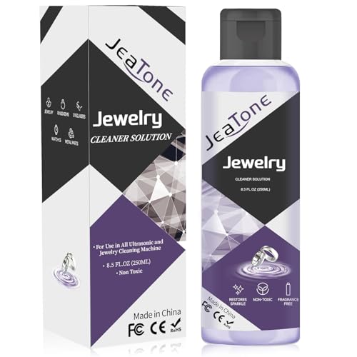 JeaTone Universale Liquido para Ultrasonidos Limpieza [250ML]   Limpiador Ultrasónico   Ultrasonic Cleaner   Liquido Maquina Ultrasonidos para Plata, Gafas, Joyas, Anillos, Metales Nobles