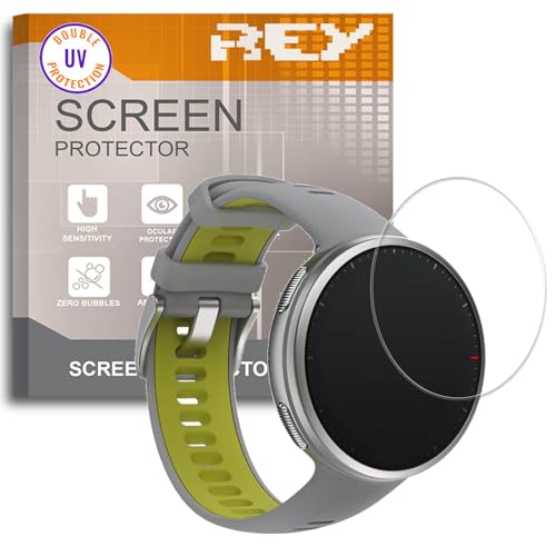 REY Protector de Pantalla para Polar Vantage V2 - Polar Unite, Cristal con Doble Protección UV, Vidrio Templado Premium 9H+