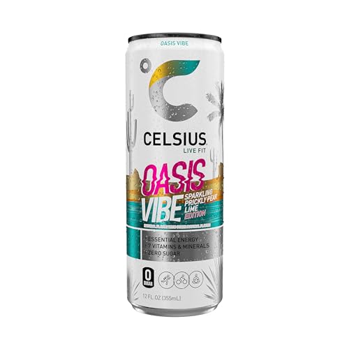Image of CELSIUS OASIS VIBE Sparkling Prickly Pear Lime, Sugar Free Energy Drink, 12 Fl Oz (Pack of 12)