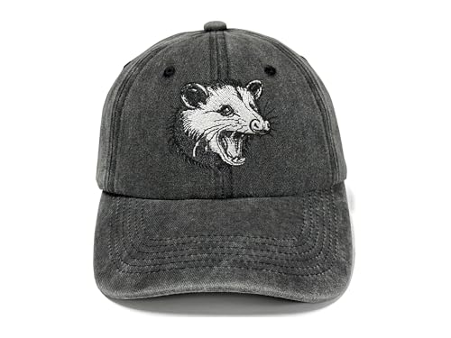 Image of Opossum Possum Hat for Men Women, Embroidered Adjustable Dad Cap | Animal Lover Gift Idea, Outdoor Casual Wear Cap, Soft Washed Cotton, Adjustable Fit Closure