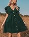 KOJOOIN Fall Dresses for Women 2021 Wedding Guest Button V Neck Ruffle Mini Babydoll Casual Tiered Dresses Dark Green XXL