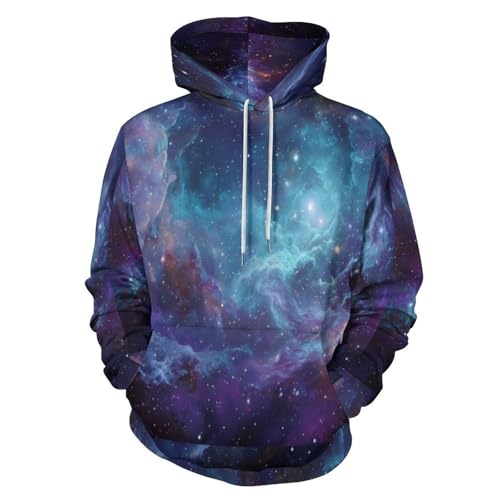 Sweat à capuche homme espace fantastique hoodies baggy pull ample bleu