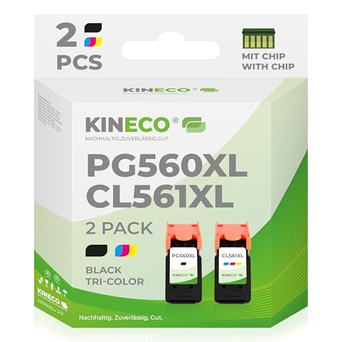 Kineco PG560XL / CL561XL Druckerpatronen Multipack (Schwarz + Farbe) – kompatibel mit Canon PG-560XL & CL-561XL für Pixma TS- & TR-Serien – Hohe Ergiebigkeit