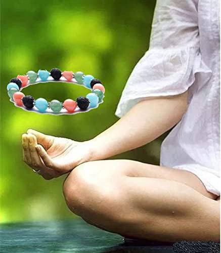 Vista 4 de Leatic Pulsera de cristal de piedras preciosas naturales para protección pulseras curativas antiansiedad pulsera de riqueza de Feng Shui pulseras