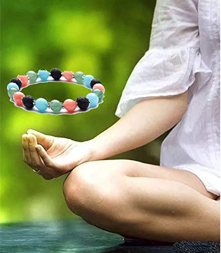 Image of Natural Gemstone Crystal Bracelet for Protection,Anti Anxiety Healing Bracelets,Feng Shui Wealth Bracelet;Stress Relief Reiki Yoga Diffuser Bracelets