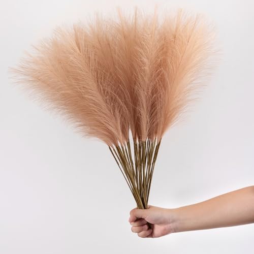 10 PCS Grama de pampas falsa, grama curta oficial pomposa de 22,3 polegadas Floral Pompas falsas Ram