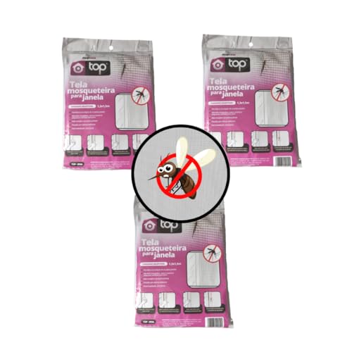 Tela Mosqueteira Janela Velcro Ajustável Anti Insetos - Kit com 3-1,5 x 1,3 metros