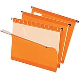Pendaflex Reinforced Hanging File Folders, Letter Size, Orange, 1/5 Cut, 25/BX (4152 1/5 ORA)
