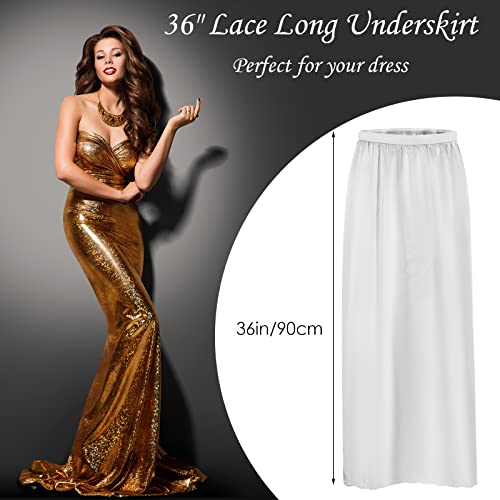 Jadive Women's Satin Half Slip Lace Long Underskirt Skirt Slip Long Slips for Dresses Lingerie Skirt2