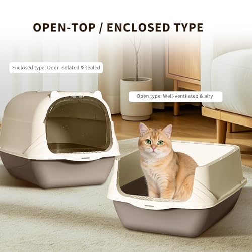 Arenero cerrado grande para gatos con tapa y asa portátil miniatura 5