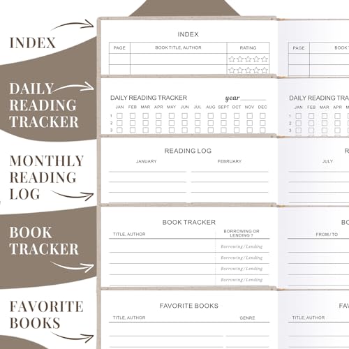 JUBTIC Reading Journal - Book Journal Reading Log for Review and Track Your Reading Progress - Gift Book Accessories for Book Lovers and Voracious Readers - 75 Books,A5 Size (Beige)