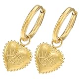 ORFOFE Pendientes Colgantes de Corazón Dorados para Mujer, Gota Oído de Acero Inoxidable, Delicados Pendientes de San Valentín, Joyería Ligera y Brillante para Fiesta y Obsequio