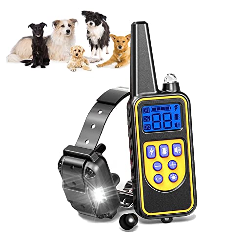 Heaflex 800 Yard Range Waterproof Dog Training Collar with Remote Electronic Dog Collar for Small Medium and Large Dog with 4 Training Modes Light Static Shock Vibration Beep Shock Collar for Dogs