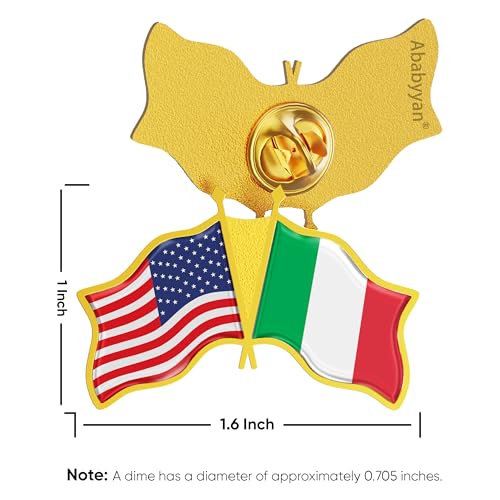USA and Italy Crossed Flag Lapel Pin | American Italian National Friendship Souvenir Gifts for Men & Women | US Italy Double Flag Patriotic Pins for Hat, Tie, and Backpack (1pc) by Ababyyan - Used condition - Image 2