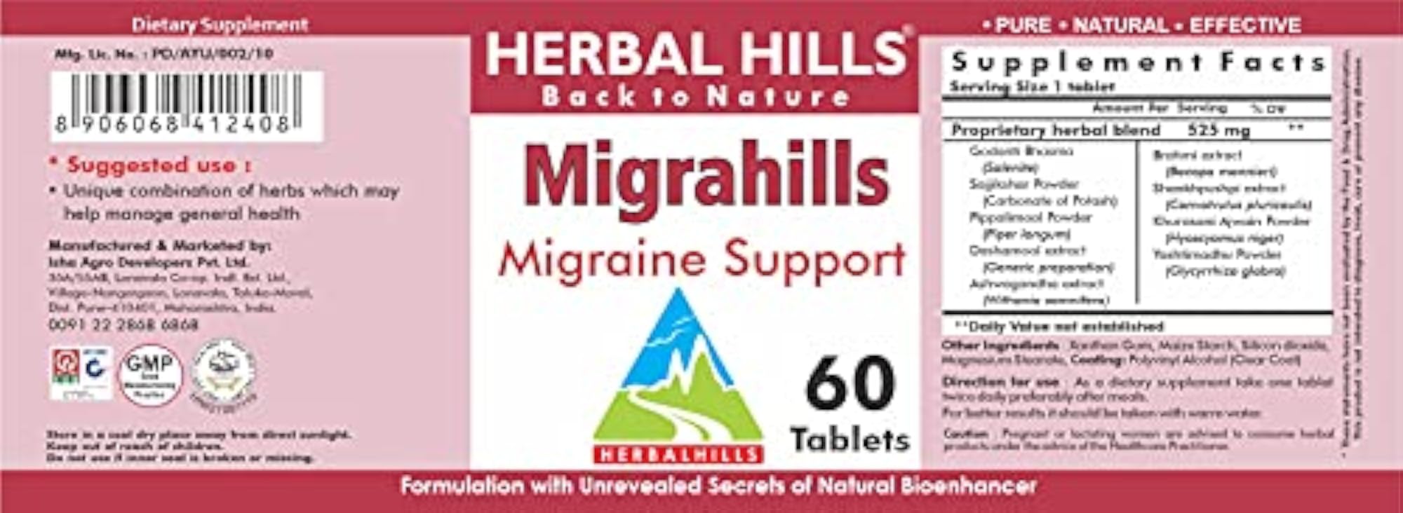 Herbal Hills Migrahills Tablets, 60 Tablets