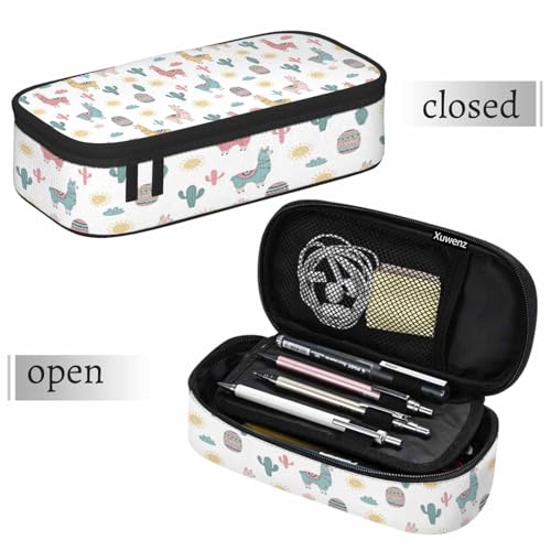 Image of Llama Camels Pencil Case Cactus Alpacas Cacti Plants Animal Pencil Bag Pen Markers Pouch Holder Organizer for Boy Girl School Students