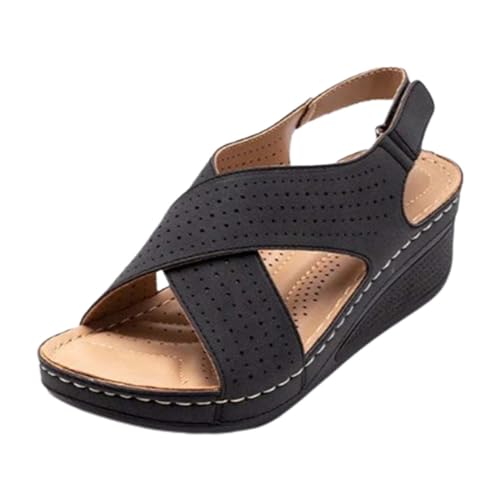MJGkhiy Sandali Donna Estive Comode Ortopediche Sandali Con Zeppa Leggere Pianta Larga Sandalo Eleganti Sandali Con Adjustable Strappo Vintage Moda Scarpe Sportivi Sandali Trekking Donna 2024