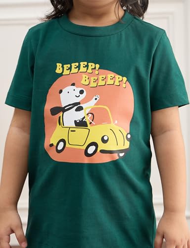 Image of Amazon Brand - Symbol Boys 100% Cotton Graphic Printed Half Sleeves T-Shirt | Age 2-6 Years