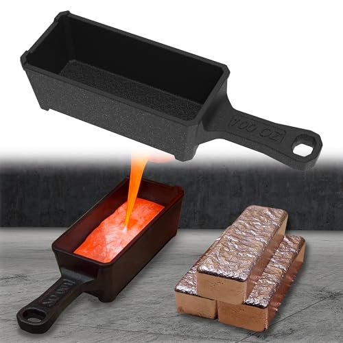 Nelyrho 100 oz Troy Ounce Cast Iron Loaf Bar Ingot Mold Crucible with Handle for Melting Casting Refining Precious Metals Like Gold Silver Copper Aluminum Brass etc Black