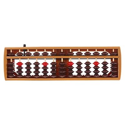 Portable Japanese 13 Digits Column Abacus Soroban Caculating School F Abacus for Kids Math for 6 Years Workbook, Brown Beads