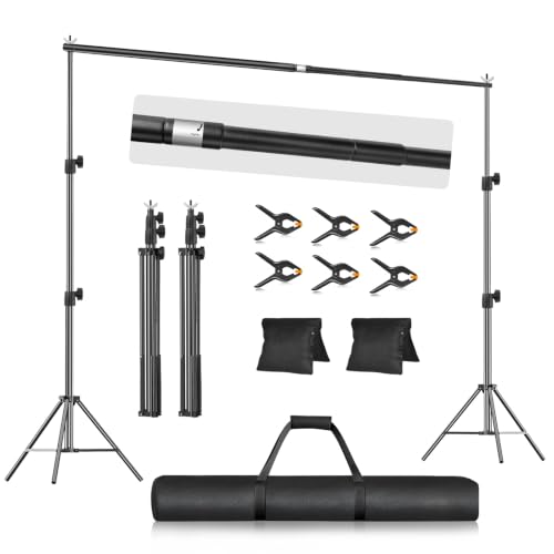 EMART Backdrop Stand 10x7.9ft with Clamps, Sandbags & Carry Bag