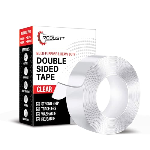 Robustt Double Sided Tape(Pack of 1) 3m x 3 Cm, Heavy Duty, Transparent IVY Grip Tape, Removable Traceless Mounting Best Suited for Wall Tape, Kitchen, Home Dcor & DIY (Image - 1)