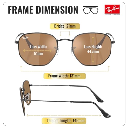 Image of Ray-Ban RB3548N HEXAGONAL FLAT LENSES Square-Round Shape Sunglasses for Men & Women with Official Eyewear Kit