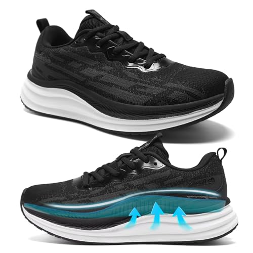 Women's Orthopedic Breathable Sport Shoes: Comfortable Plantar Fasciitis Orthotic Arch Support Neuropathy Bunions Recovery Trail Sneakers, Indoor Stylish Cycling Bowling Walking Shoes Black Size 8.5