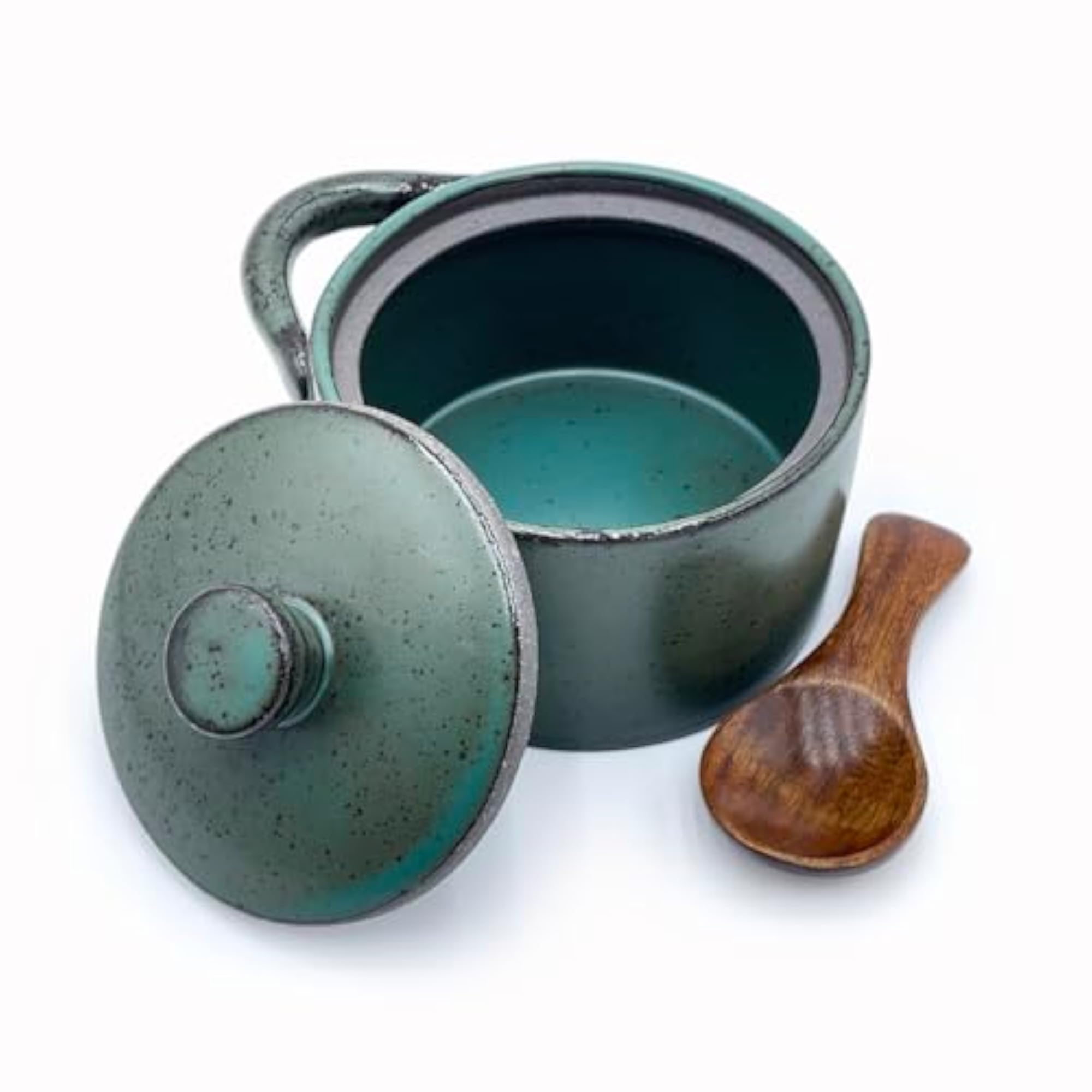 8 oz Ceramic Salt Cellar with Lid & Wooden Spoon