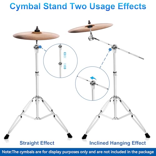 awagas 2Pack Standard Cymbal Boom Stand Double Braced Adjustable Cymbal Stand 28"-47.2" for Drum Hardware Percussion Mount Holder Gear Set Drum Hardware Set for Mounting Crash, Ride, Splash Cymbals