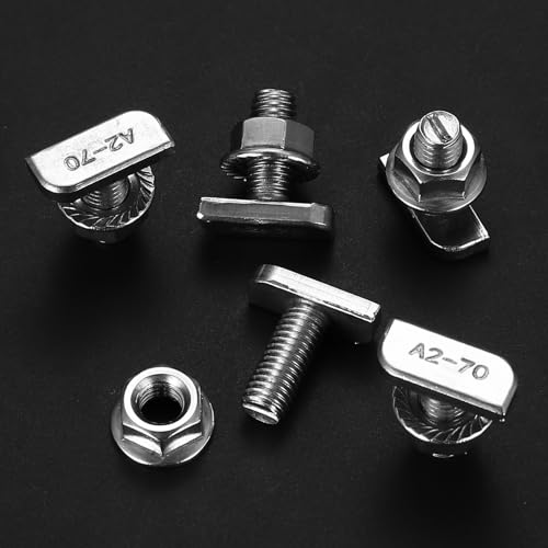 m10x30mm 10 Stk Hammerkopfschrauben, Edelstahl Hammerkopfschraube mit 10 Stk Flanschmuttern, Gewächshausschrauben für Gewächshaus Zubehör, für PV Solar Montageschienen