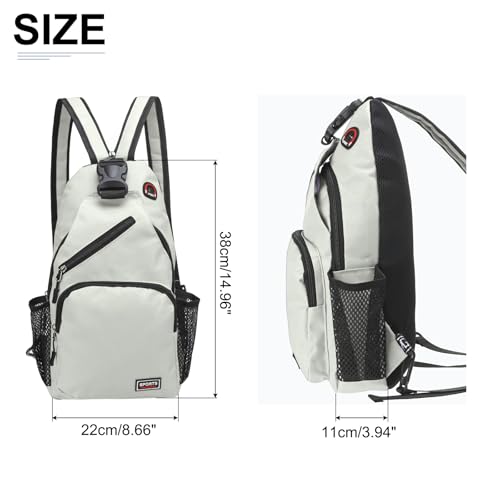 Convertible Sling Bag Crossbody Backpack - 8.5"x15" (LXH) Good for Women Men Hiking Travel Cycling - Multifunctional Shoulder Bag Casual Packs with Headphone Jack - White2
