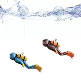 Aquarium Ornament，2 Pcs Fish Tank Decorations Floating Decor Diver/Octopus with Floating Device,Cute Fish Tank Accessories for All Kinds of Fish Tank Simulated Underwater World…
