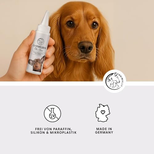 Ohrmilben Hund Akut hochwirksames Sofortmittel - Ohrmilbenöl gegen Juckreiz bei Ohrmilben und Grasmilben Hund - Ohrentropfen für Hunde mit Aloe Vera und Eukalyptusöl - Ohrentropfen Hund Entzündung