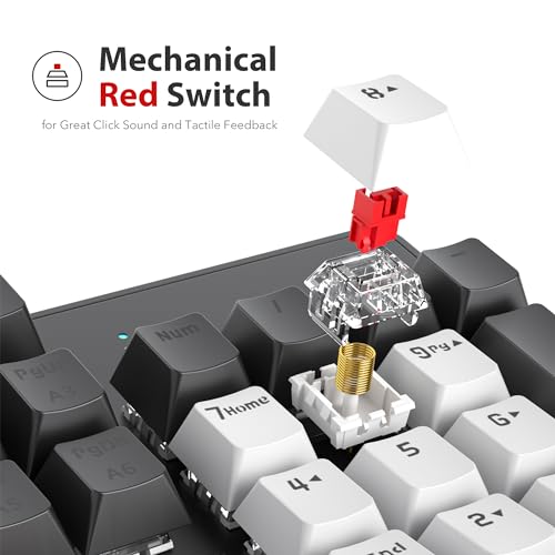 Image of RGB Gaming Keyboard, 104-Key Wired Mechanical Keyboard, Creamy with Number Pad, Linear Red Switch NKRO, Full Size for Windows Laptop PC Gamer