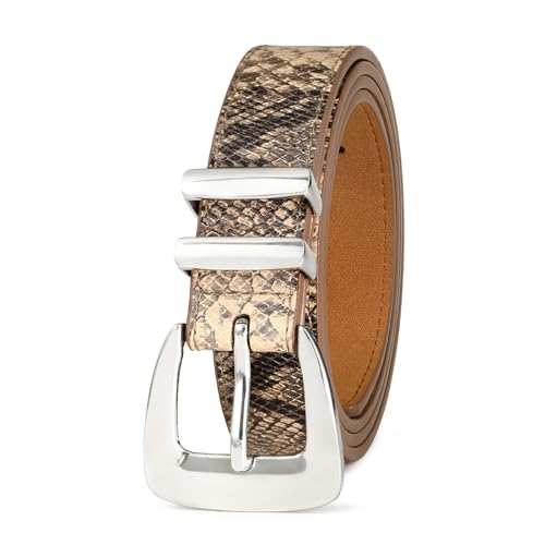 Brown Snake Texture Belt with Silver Buckle Women’s Brown Belt for Jeans, Dresses, Night Out2