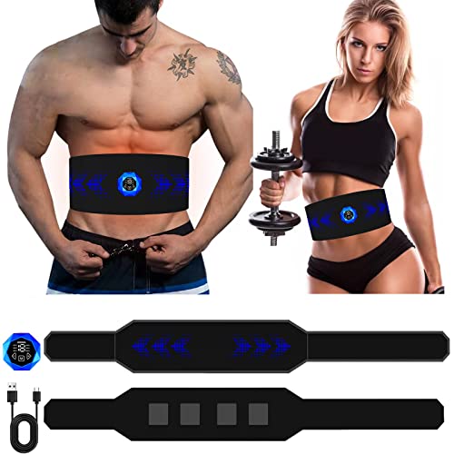 HDAKDDHG ABS Trainer Muscle Stimulator, EMS Muscle Stimulator, ABS Toning Belt for Men & Women, Abdominal Trainer Fitness Workout Equipmen, No Need Gel Pads, USB Rechargeable (6 Modes 19 Levels)