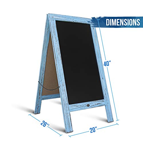 Hbcy Creations 40" X 20" Robin Blue Solid Pine Wood A-Frame Magnetic Chalk Board Sign, Menu Chalkboard, Framed Chalkboard, Outdoor Sign, Standing Chalkboard, Sandwich Board #TOP1