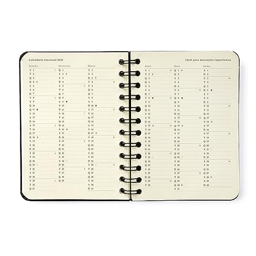 Agenda Planner Wire-O 2024 Clássica Semanal Journal 11,5X16 Preta, Cicero