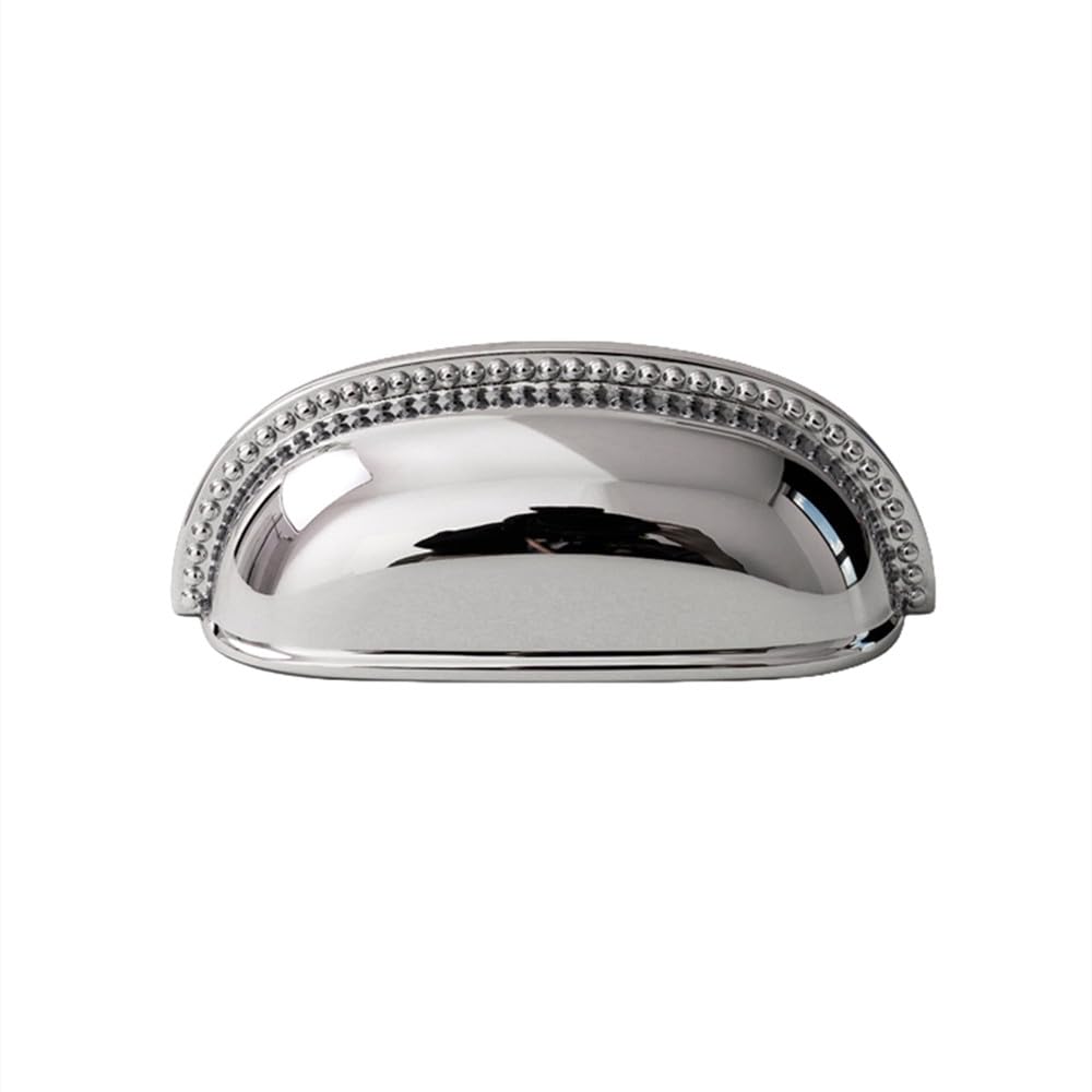 Poignées de meubles de luxe chromées en laiton argent brillant pour cuisine raffinée