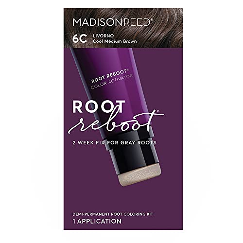 Madison Reed Root Reboot, Livorno 6C, Cool Medium Brown Root Touch Up, 10 Minute Hair Color Kit for 100% Gray Coverage, Single Use