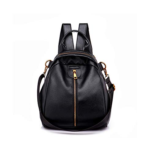 Preisvergleich Produktbild KIMSAI Weibliche weiche Ledermode kleine Rucksack-Tasche Laptop Einfach lässige Studententasche Multi-Funktion Rucksack Wasser-abweisende Reise-Paket Leisure Bergsteigertasche,Black,24 * 18 * 30CM