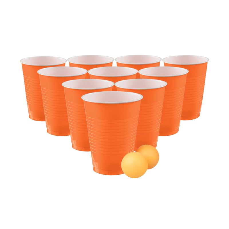 Selibration (Set of 25pcs Orange Game Pong Glassess Plastic Reusable Colourful Cups with Balls Perfect for Bachelors, Bachelorette Party, Cocktail Party, Strong Reusable Glass| 2 Balls Included-image-6