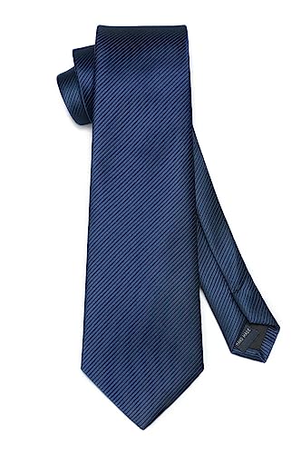 Image of HISDERN Mens Tie Striped Ties and Handkerchief Set Business Formal Woven Pocket Square Wedding College Stripe Necktie