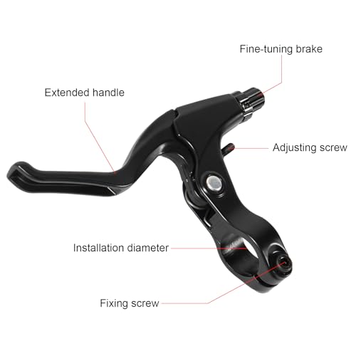 Chooee Bicycle Brake Lever,Mountain Bike Handlebar Brake Lever for MTB, Short Black - Thumbnail 4