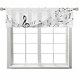 Music Notes Shadow Musical Background Vector Window Valance for Kitchen Bedroom Living Room Basement...