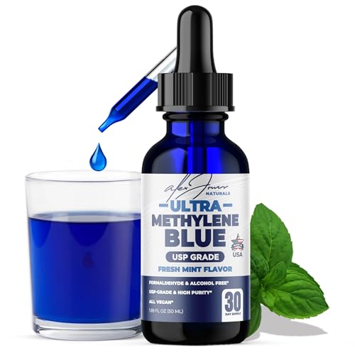 Alex Jones Ultra Methylene Blue Drops 1% USP Grade High Purity Solution – Fresh Mint Flavored, 50 mL (1.69 fl oz) Dropper Bottle – Organic Methylene Blue - 30 Day Supply