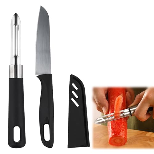 2er Set Edelstahl Sparschäler, Doppelklingen-Kartoffelschäler, Professionelle Gurkenschäler, 2Stück Messerset, Gemüseschäler Perfekt für Kartoffeln, Karotten, Gurken, Äpfel & Birnen