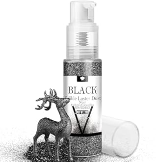 Edible Glitter Spray for Halloween - 20g Luster Dust Edible Glimmer Powder for Sparkling Cocktails, Cake, Cupcake, Beverage - Food Grade Shimmer Dust Powder for Baking, Drink, Candy Decoration (Black)